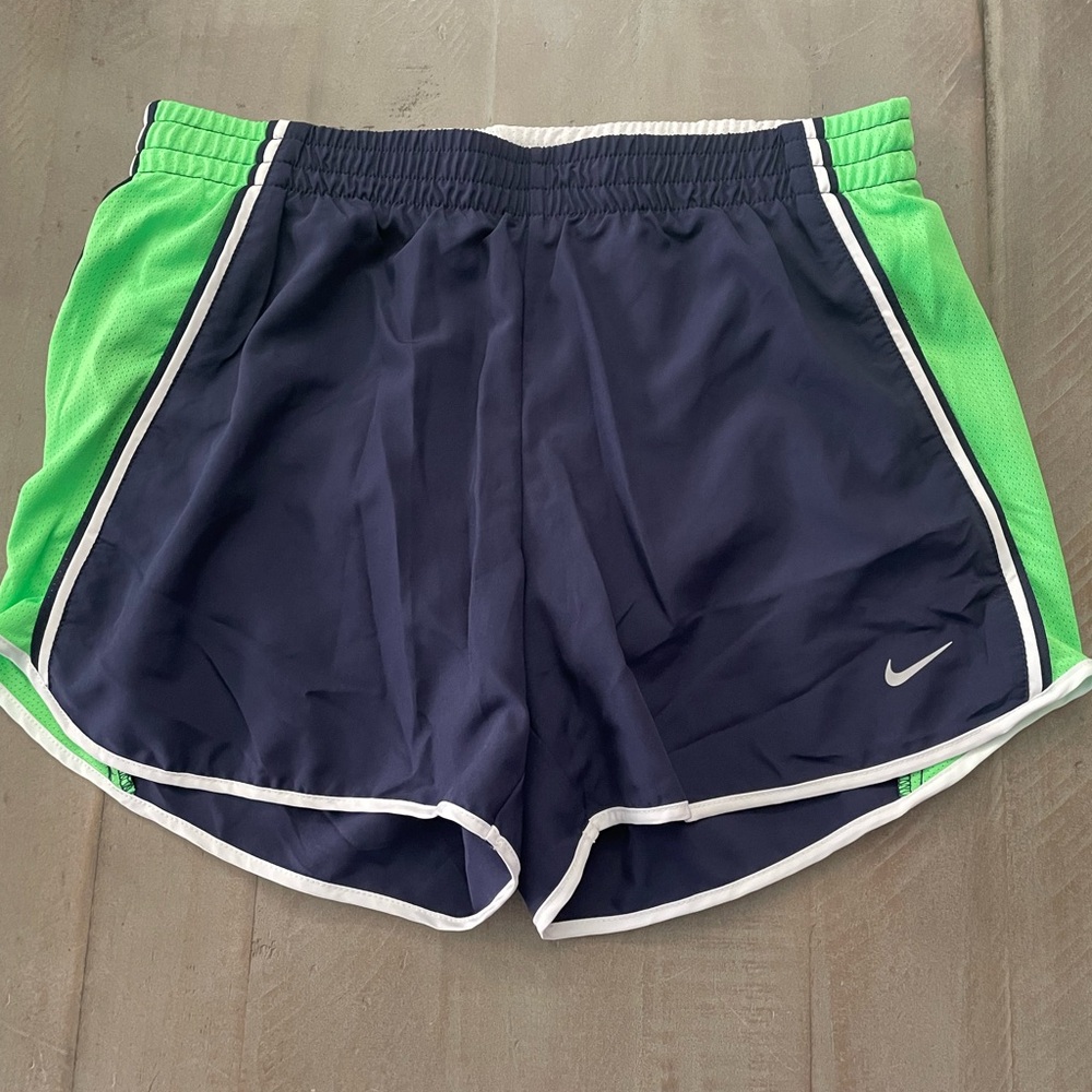 Nike Women’s Navy and Green Athletic Shorts